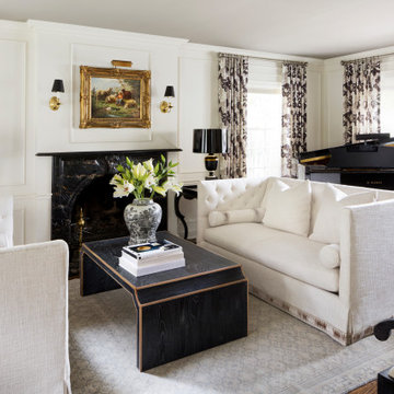Ardmore Residence Living Room, Fireplace, Baby Grand Piano
