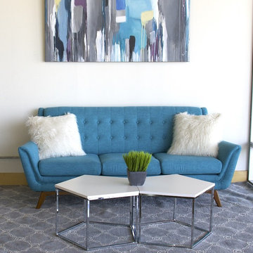 Arman Mid Century Modern Sofa - Turquoise