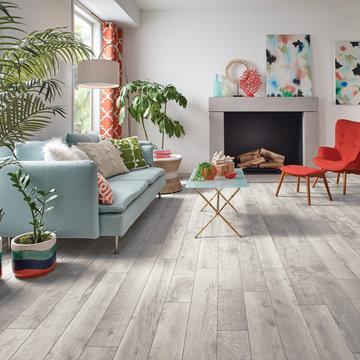 75 Gray Vinyl Floor Living Room Ideas, Rooms With Gray Vinyl Plank Flooring