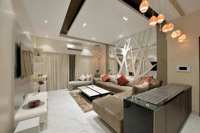 Trendy living room photo in Mumbai