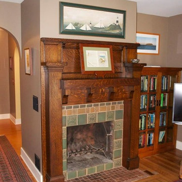 Arts & Crafts style fireplace surropund