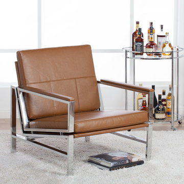 Atlas Bonded Leather Lounge Chair in Caramel Brown #72004