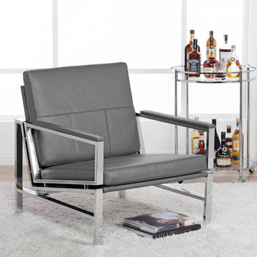 Atlas Bonded Leather Lounge Chair in Smoke Gray #72036