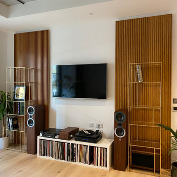 Bamboo profiled panels in modern city apartment