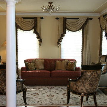 Banded swags and panels in a formal Illinois Living room.