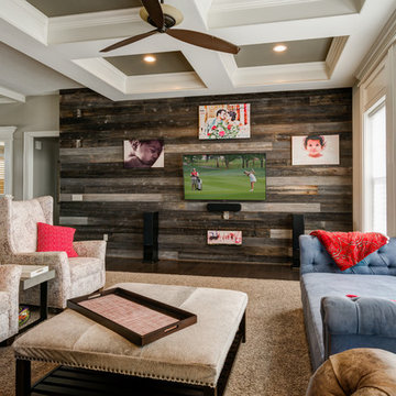 Basement Remodel with Reclaimed Wood Accent Wall