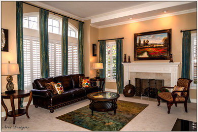 Example of a transitional living room design in Portland