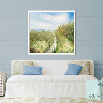 Beach Cottage Living Room with Impressionist Artwork