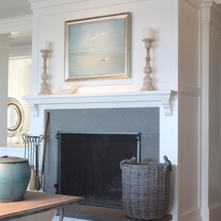 Living room - coastal living room idea in Boston