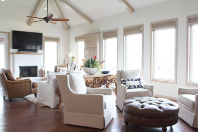 Example of a beach style living room design in Houston