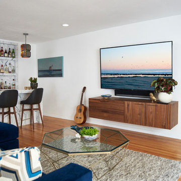 Beach-y Bachelor Living Room + Bar