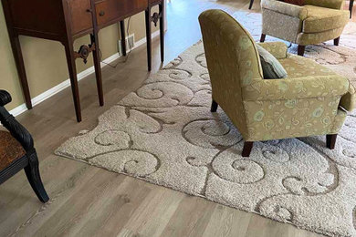 Living room - eclectic gray floor living room idea in Chicago