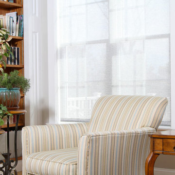 Beige upholstered Chair in Modern Living Room