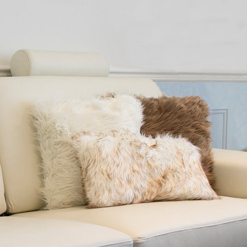 Belton Faux Fur Pillow 2-pack - Gradient Tan 12x20