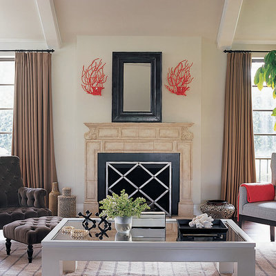 Trendy living room photo in Los Angeles with a standard fireplace