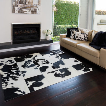 Black and White Cowhide Patchwork Rugs