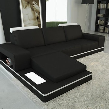 Black and White Sectional Sofa with Chaise