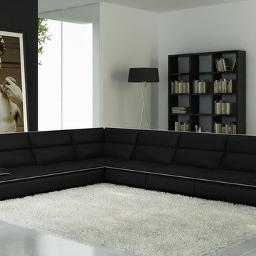 Black Bonded Leather Sectional Sofa