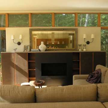 Black Walnut and Leather Living Room
