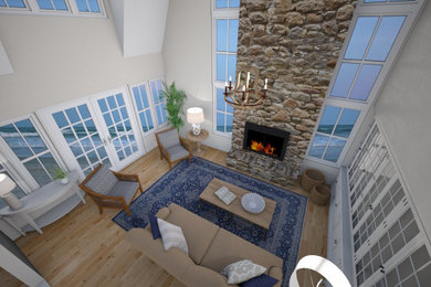 Example of a beach style living room design in Providence