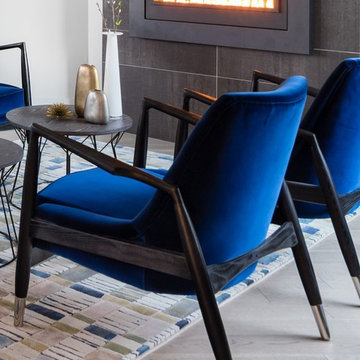 Blue and Black Sitting Area