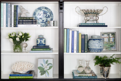 BLUE AND GREEN BOOKCASE STYLING