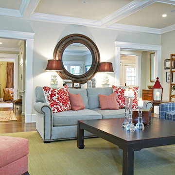 Blue & Red Accented Family Room