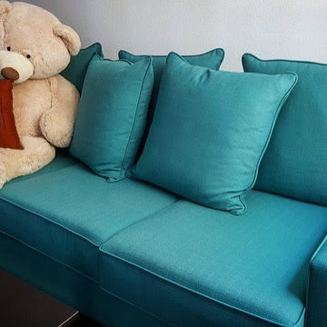 Blue Deep Sofa with Bear | The Sofa Company