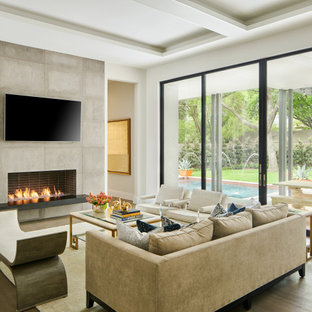 Example of a trendy living room design in Dallas