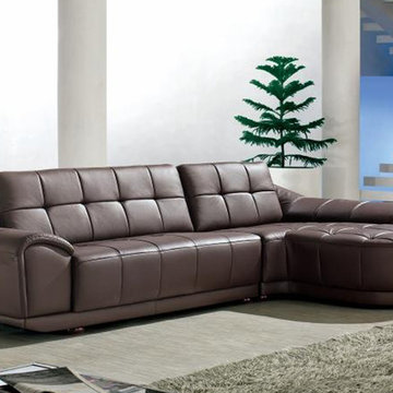 Bonded Leather Sectional Sofa in Brown