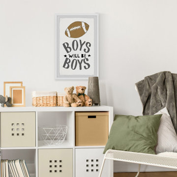"Boys Will Be Boys-Football" Framed Painting Print