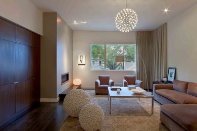 Modernes Wohnzimmer mit Gaskamin in Houston