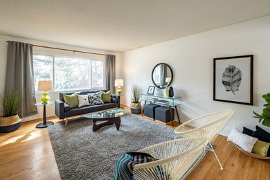 Living room - mid-century modern living room idea in Calgary