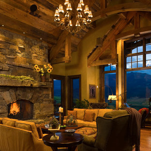 Example of a mountain style living room design in Other