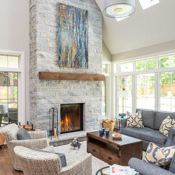 Bright Living Room with High Ceiling