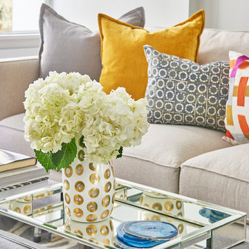 Bright pillows give a needed punch of color