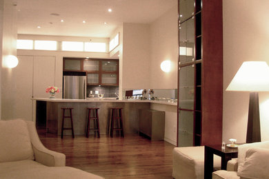 Mittelgroßes, Repräsentatives Modernes Wohnzimmer im Loft-Stil in New York