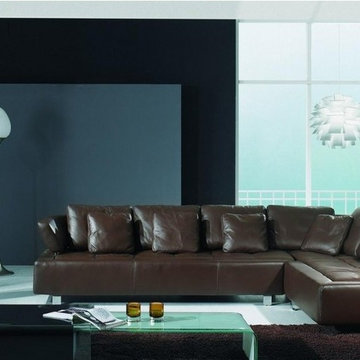 Brown Leather Sectional Sofa Modern Design
