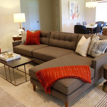 Brown Tweed Sectional in Mid Century Mod Room | The Sofa Company