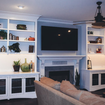 Built in Bookcase wall and AV cabinetry