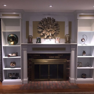 Built-in fireplace mantel and wall unit