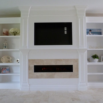Built-in shelving with electric fireplace