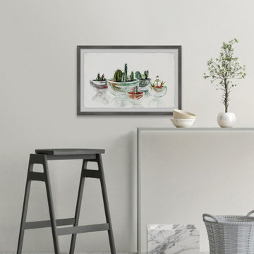 "Cactus in a Bowl" Framed Painting Print