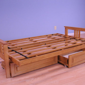 Caleb Frame with Butternut Finish and Storage Drawers in Bed Position