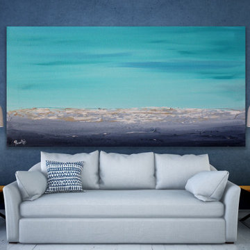 Calm waves 72x36 inches Contemporary Beach Large Modern Painting Custom ORDER