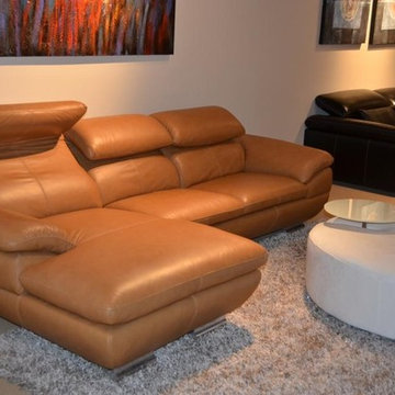 Caramel Sectional Sofa in Top Grain Italian Leather