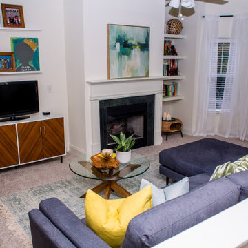 Caribbean inspired Mid Century Modern Living Room