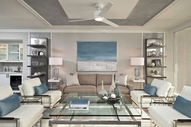 Living room - large transitional living room idea in Miami
