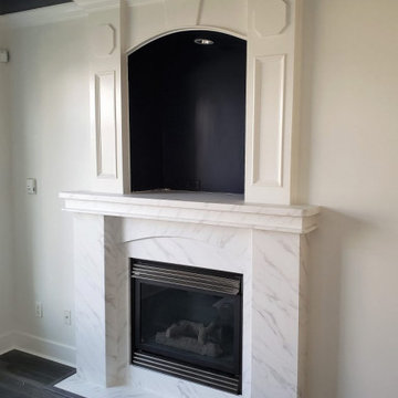Carrera marble-look fireplace