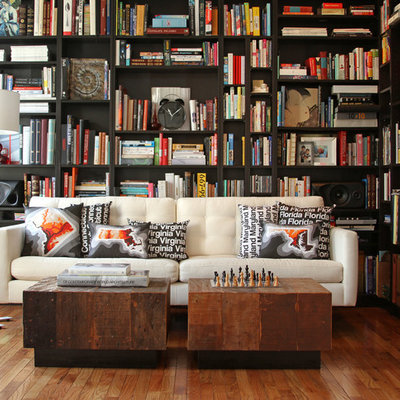Inspiration for a contemporary living room library remodel in DC Metro